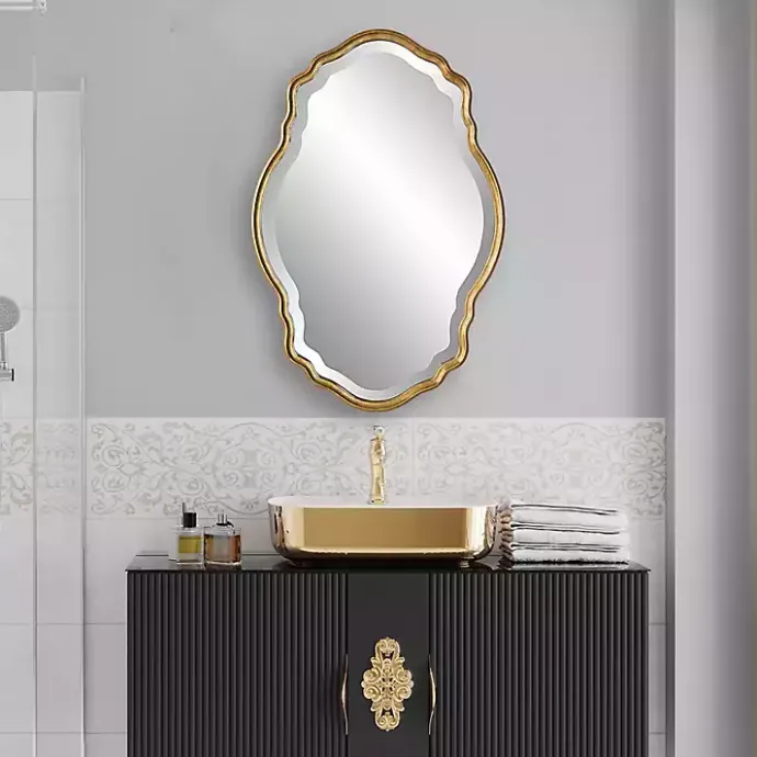 Best Kirklands Home Gold Curved Beveled Frame Mirror
