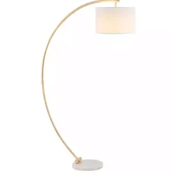 Discount Kirklands Home Gold Curved Floor Lamp with Marble Base White