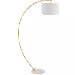Discount Kirklands Home Gold Curved Floor Lamp with Marble Base White