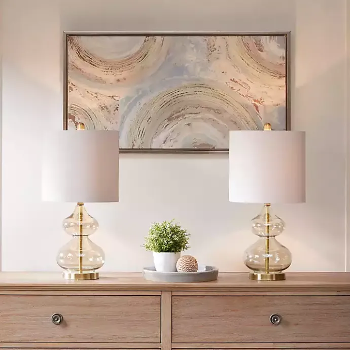 Sale Kirklands Home Curved Glass Table Lamps, Set of 2 Gold