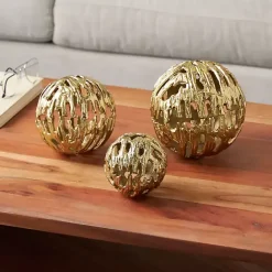 Clearance Kirklands Home Cut-Out Metal Orbs, Set of 3 Gold