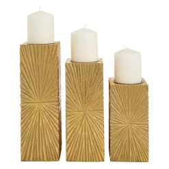 Hot Kirklands Home Distressed Sunburst Candle Holders, Set of 3 Gold