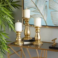 Best Kirklands Home Distressed Wood Candle Holders, Set of 3 Gold