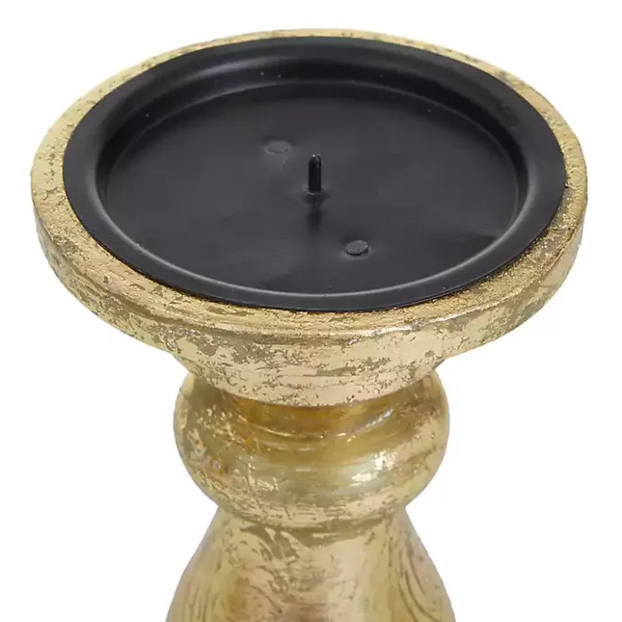 Best Kirklands Home Distressed Wood Candle Holders, Set of 3 Gold