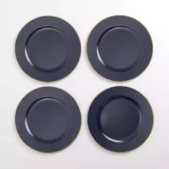 Hot Kirklands Home Gold Edge Navy Chargers, Set of 4 Blue