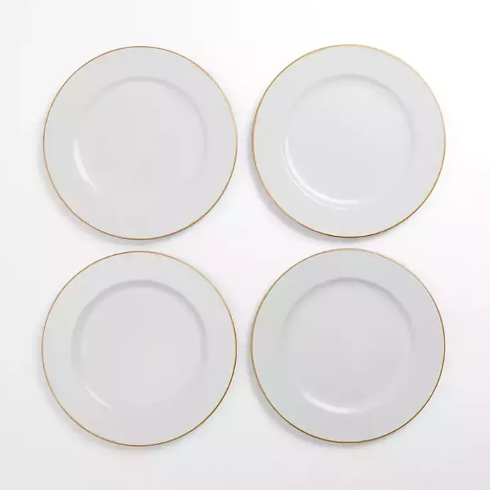 Kirklands Home Gold Edge Chargers, Set of 4 White