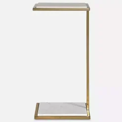 Hot Kirklands Home Gold Elevated Marble Accent Table White