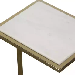 Hot Kirklands Home Gold Elevated Marble Accent Table White
