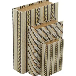 Sale Kirklands Home Gold Faux Leather Chain Link Book Boxes, Set of 3