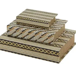 Sale Kirklands Home Gold Faux Leather Chain Link Book Boxes, Set of 3