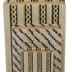 Sale Kirklands Home Gold Faux Leather Chain Link Book Boxes, Set of 3