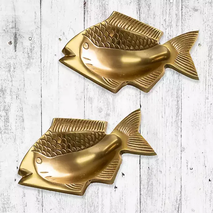 Sale Kirklands Home Fish Soap Dishes, Set of 2 Gold