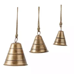 Discount Kirklands Home Flared Metal Hanging Bells, Set of 3 Gold