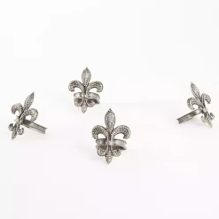 Kirklands Home Gold Fleur-De-Lis Napkin Rings, Set of 4