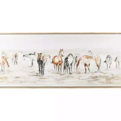 New Kirklands Home Gold Foil Wild Horses Framed Canvas Art Print