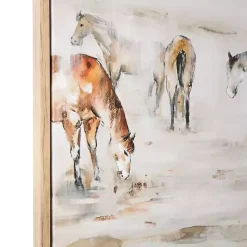 New Kirklands Home Gold Foil Wild Horses Framed Canvas Art Print