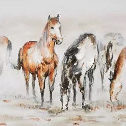 New Kirklands Home Gold Foil Wild Horses Framed Canvas Art Print