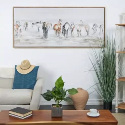 New Kirklands Home Gold Foil Wild Horses Framed Canvas Art Print