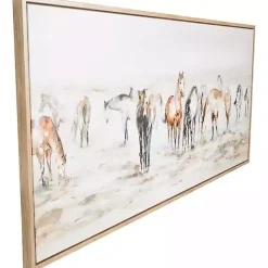 New Kirklands Home Gold Foil Wild Horses Framed Canvas Art Print