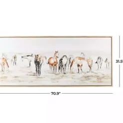 New Kirklands Home Gold Foil Wild Horses Framed Canvas Art Print