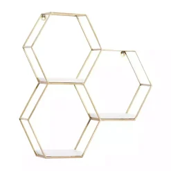 Clearance Kirklands Home Frame Marble Honeycomb Wall Shelf Gold