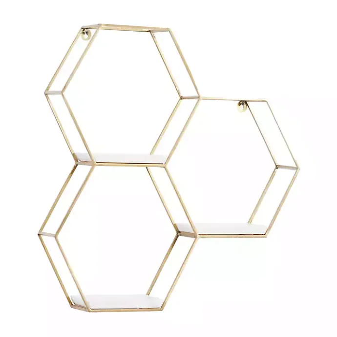 Clearance Kirklands Home Frame Marble Honeycomb Wall Shelf Gold