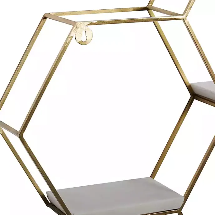 Clearance Kirklands Home Frame Marble Honeycomb Wall Shelf Gold