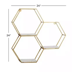 Clearance Kirklands Home Frame Marble Honeycomb Wall Shelf Gold
