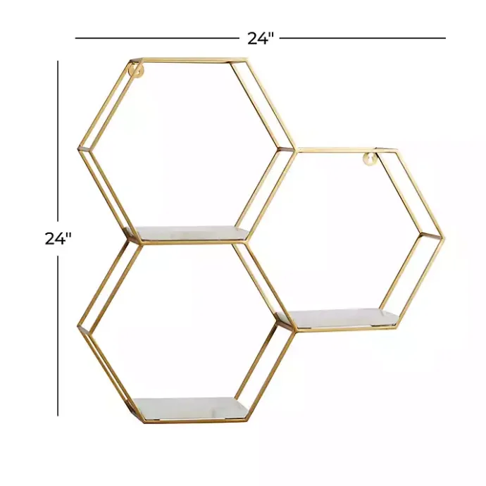 Clearance Kirklands Home Frame Marble Honeycomb Wall Shelf Gold