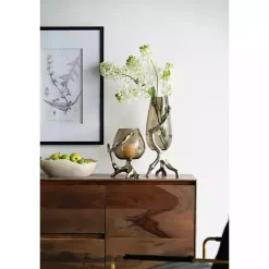 New Kirklands Home Glass and Metal Driftwood Candle Holder Gold