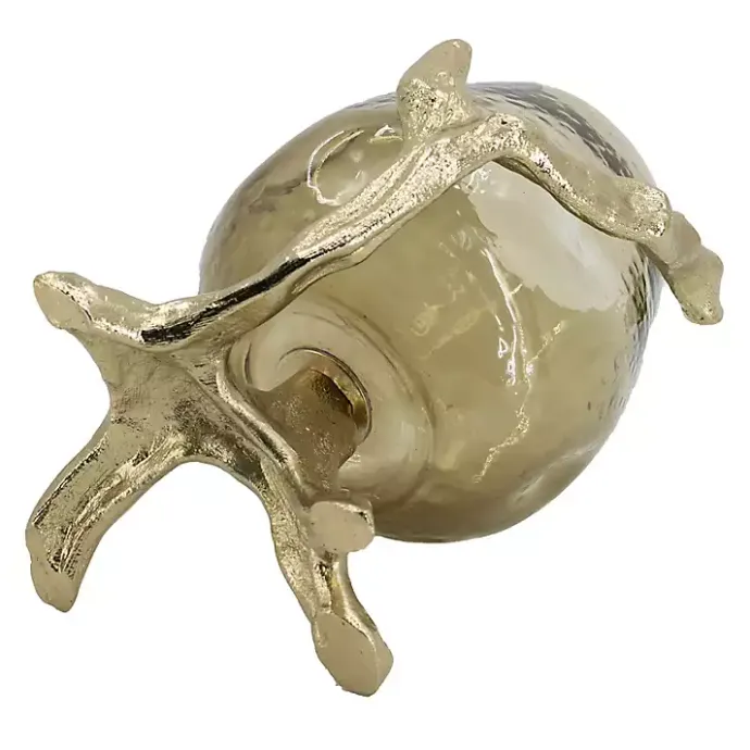 New Kirklands Home Glass and Metal Driftwood Candle Holder Gold