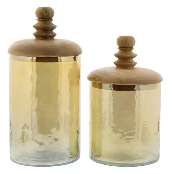 Sale Kirklands Home Glass Jars, Set of 2 Gold