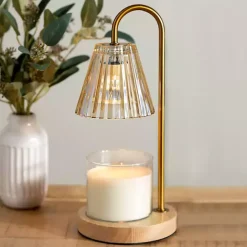 Sale Kirklands Home Glass Shade Candle Warmer Lamp Gold
