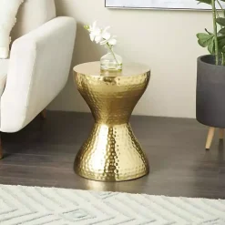 New Kirklands Home Hammered Hourglass Accent Table Gold