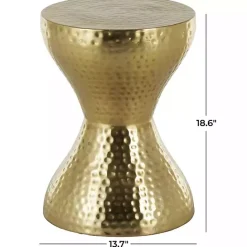 New Kirklands Home Hammered Hourglass Accent Table Gold