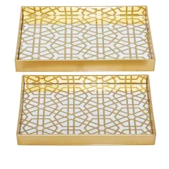 Discount Kirklands Home Hexagon Large Print 2-pc. Tray Set Gold