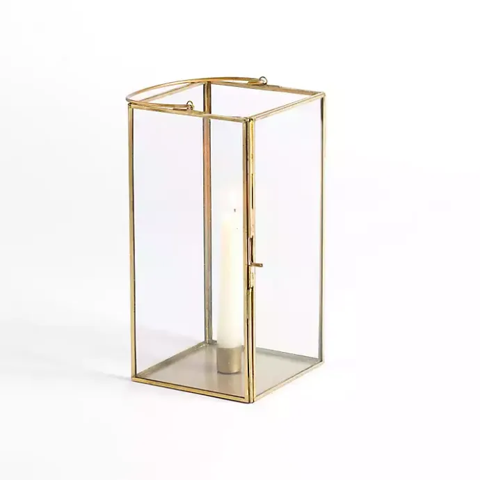 Outlet Kirklands Home Iron & Glass Taper Candle Lantern, 10 in. Gold