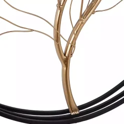 Online Kirklands Home Gold Iron Leaf-Less Tree Round Frame Wall Plaque Black