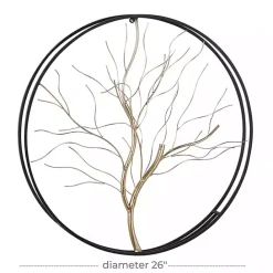 Online Kirklands Home Gold Iron Leaf-Less Tree Round Frame Wall Plaque Black