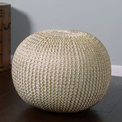 Sale Kirklands Home Knit Frankie Pouf Gold