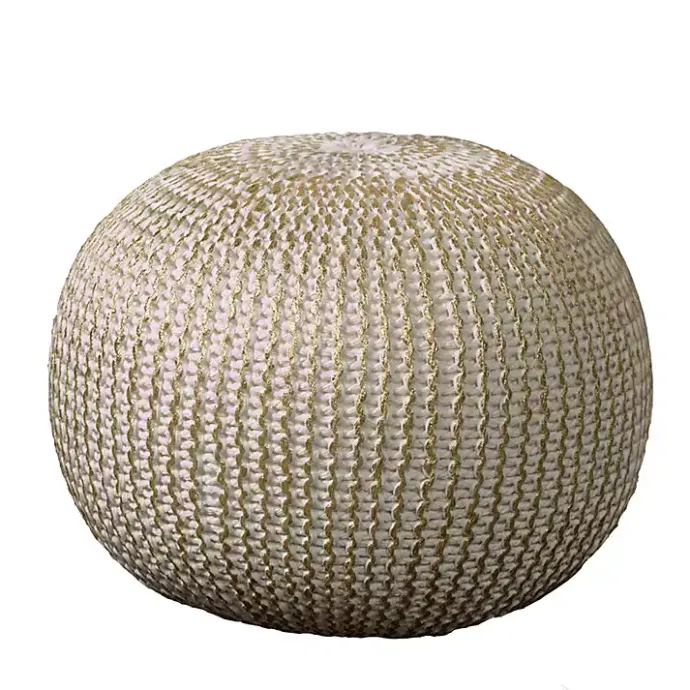 Sale Kirklands Home Knit Frankie Pouf Gold