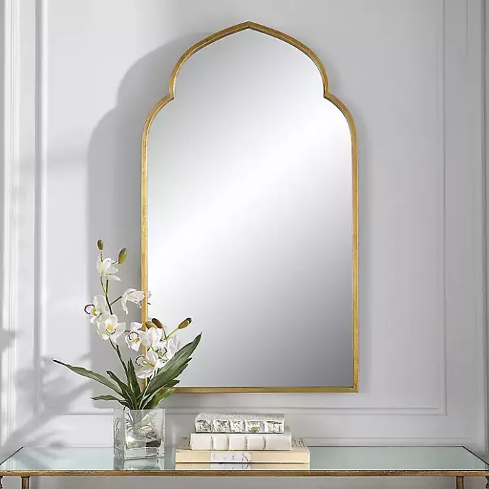 Best Kirklands Home Gold Leaf Arched Frame Wall Mirror