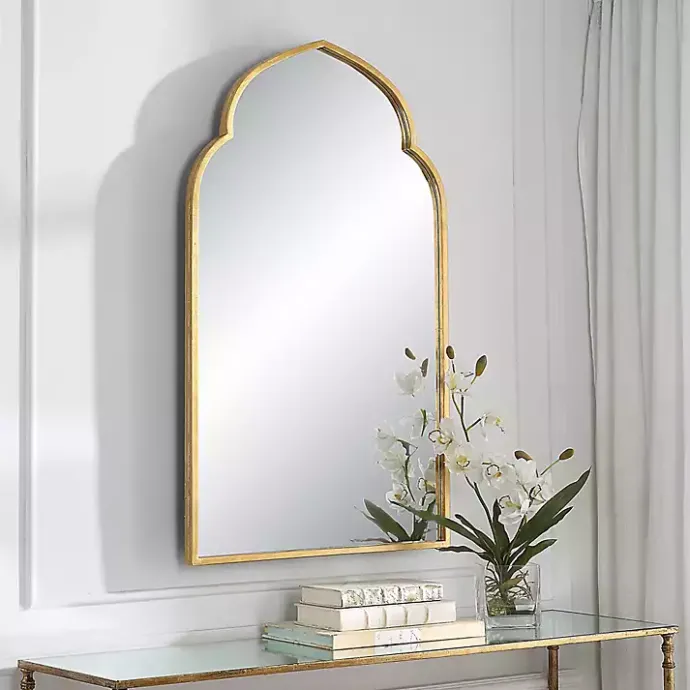 Best Kirklands Home Gold Leaf Arched Frame Wall Mirror