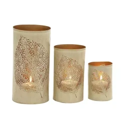 Kirklands Home Gold Leaf Metal Candle Holders, Set of 3
