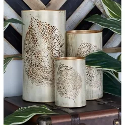 Kirklands Home Gold Leaf Metal Candle Holders, Set of 3