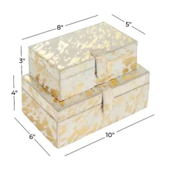 Discount Kirklands Home Gold Leather Hide Rustic 2-pc. Box Set