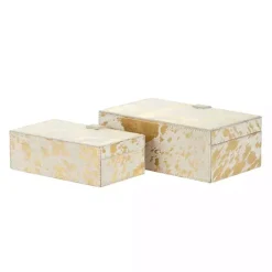 Discount Kirklands Home Gold Leather Hide Rustic 2-pc. Box Set
