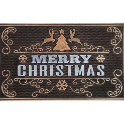New Kirklands Home Gold Merry Christmas Rubber Doormat