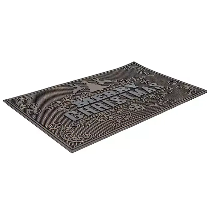 New Kirklands Home Gold Merry Christmas Rubber Doormat