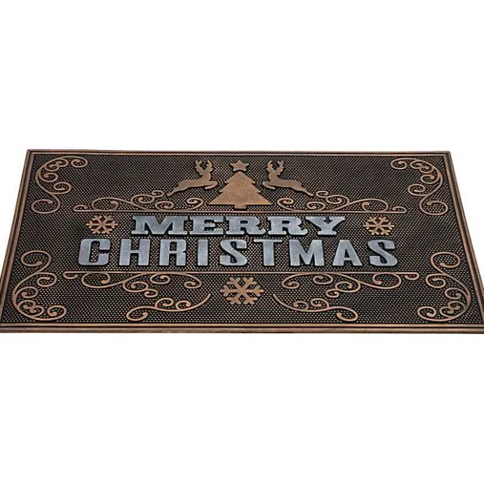 New Kirklands Home Gold Merry Christmas Rubber Doormat